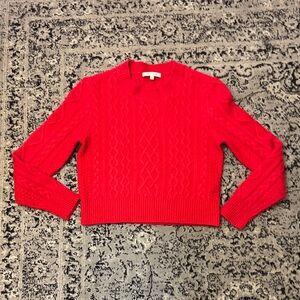 Favorite Daughter Cashmere Red Crew Neck Cable Knit Sweater